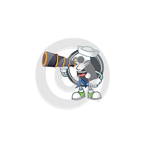 Yin yang cartoon happy Sailor style with binocular