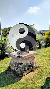 yin yang Chinese symbol in Japanese garden , Chandigarh , India