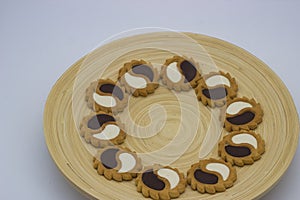 Yin Yang Cookies on Bamboo Plate