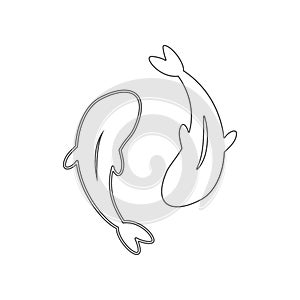 yin-yang, fish, zen icon. Element of China for mobile concept and web apps icon. Outline, thin line icon for website design and