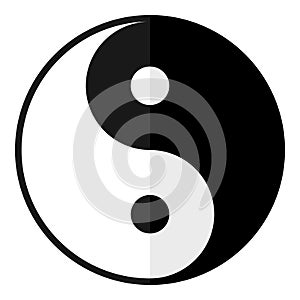 Yin and Yang Flat Symbol Isolated on White