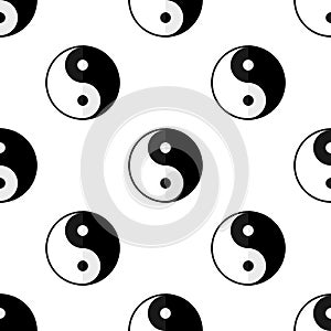 Yin and Yang Flat Symbol Seamless Pattern