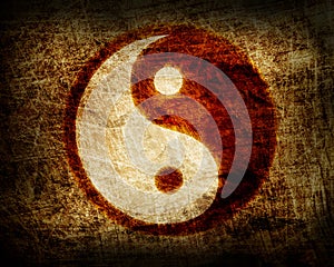 Yin and yang glowing symbol