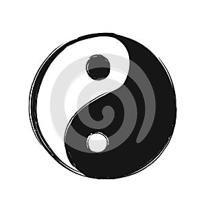 Yin Yang hand drawn symbol. Vector