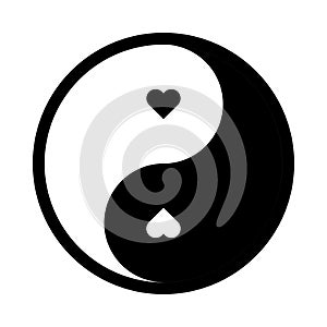 Yin yang heart symbol