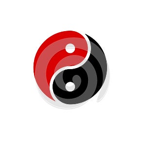 Yin yang icon vector harmony symbol red and black