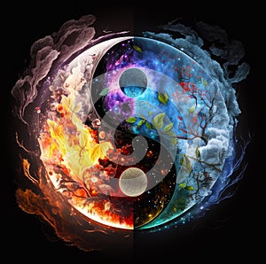 Yin and yang icon.Yinyang symbol.Taoism or Daoism sign.Logo of meditation, karma, buddhism and japan.Harmony and balance concept.