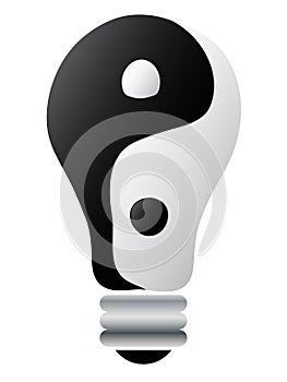 Yin-yang on lightbulb