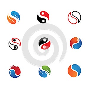Yin yang logo icon vector template