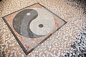 Yin Yang Mosaic On Floor