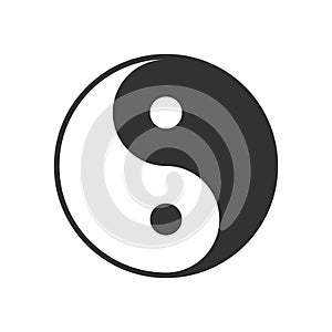 Yin and Yang Outline Flat Icon on White