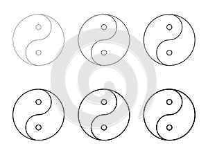 Yin yang set symbol of harmony and balance , line collection icon isolated on white background. Japan culture style