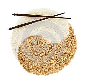 Yin yang sign made of rice