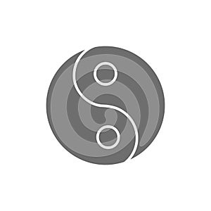 Yin yang sign, traditional chinese symbol grey icon.