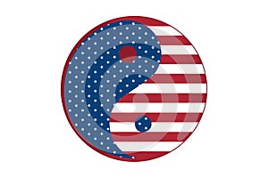 Yin-Yang symbol in the colors of the flag of the United States of America