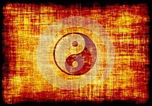 Yin Yang Symbol Engraved on Parchment