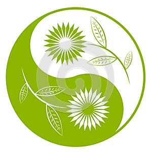 Yin yang symbol with a flowers vector design.