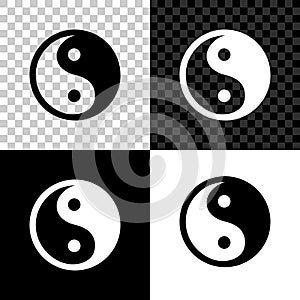 Yin Yang symbol of harmony and balance icon isolated on black, white and transparent background. Vector