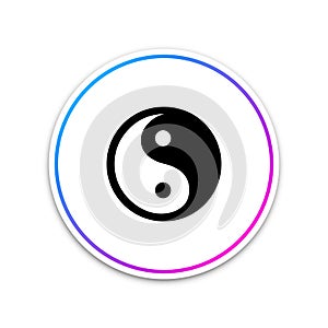 Yin Yang symbol of harmony and balance icon isolated on white background. Circle white button