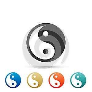 Yin Yang symbol of harmony and balance icon isolated on white background. Set elements in colored icons. Flat design