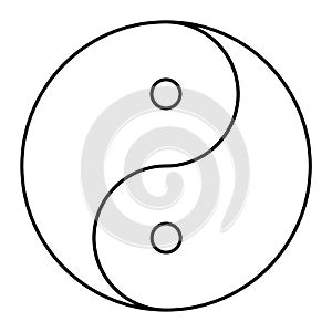 Yin yang symbol of harmony and balance , line icon isolated on white background. Japan culture style