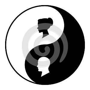 Yin yang symbol of harmony and balance between male and female