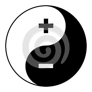 Yin yang symbol of harmony and balance plus minus