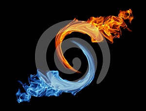 Yin-yang symbol, ice and fire