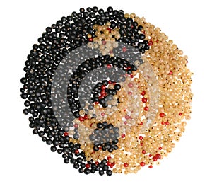 Yin Yang symbol made from different currants