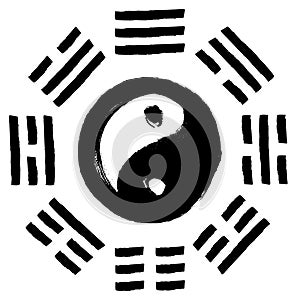 Yin Yang symbol Trigrams Bagua symbol illustration photo