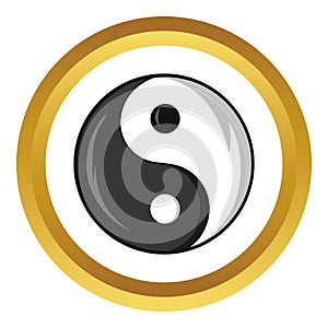 Yin and yang symbol vector icon, cartoon style