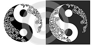 Yin yang two pattern symbol