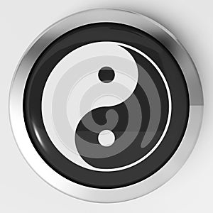 Ying Yang Button Means Spiritual Peace Harmony