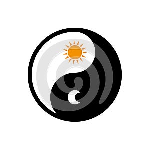 Ying yang symbol of day and night icon