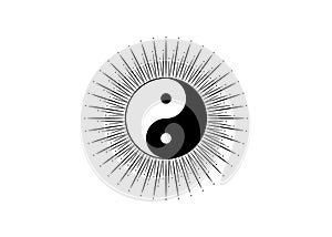 Ying Yang symbol of harmony and balance, Chinese phylosophy describes how opposite and contrary forces may be complementary, sign photo