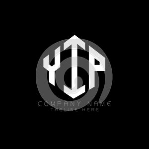 YIP letter logo design with polygon shape. YIP polygon and cube shape logo design. YIP hexagon vector logo template white and