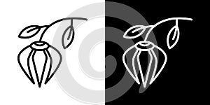 Ylang ylang thin line vector icon set