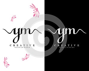 Ym, my creative handwriting letter logo design vector photo