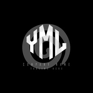 YML letter logo design with polygon shape. YML polygon and cube shape logo design. YML hexagon vector logo template white and
