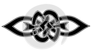 Ymmetrical Celtic knot design featuring interwoven loops and