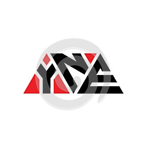YNE triangle letter logo design with triangle shape. YNE triangle logo design monogram. YNE triangle vector logo template with red