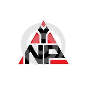 YNP triangle letter logo design with triangle shape. YNP triangle logo design monogram. YNP triangle vector logo template with red photo