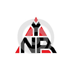 YNR triangle letter logo design with triangle shape. YNR triangle logo design monogram. YNR triangle vector logo template with red