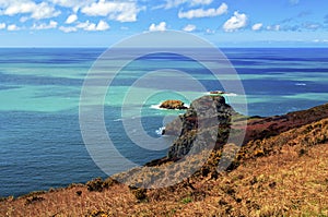 Ynys y Ddinas across Pwll Deri Pembrokeshire Coastline