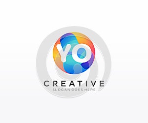 YO initial logo With Colorful Circle template vector