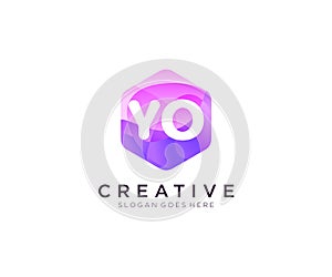 YO initial logo With Colorful Hexagon Modern Business Alphabet Logo template vector