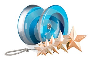 Yo-yo with five golden stars, 3D rendering