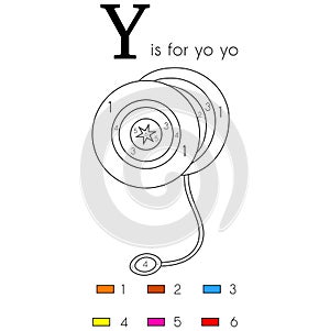 Yo Yo. Vector alphabet letter Y, colouring page