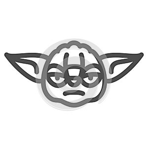 Yoda line icon, star wars concept, mysterious species jedi master vector sign on white background, outline style icon