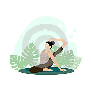 Woman Performing Seated Yoga Stretch Pose Outdoors